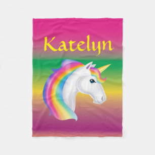 Girls anpassade namn Rainbow Unicorn Ull Fleecefilt