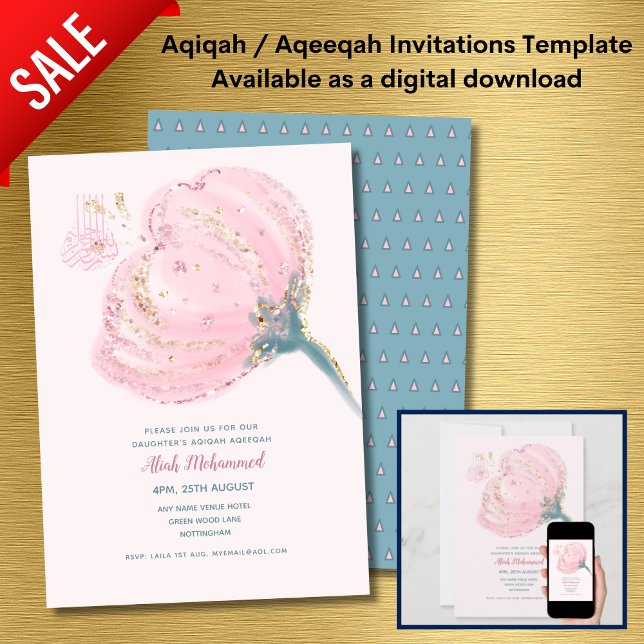 Girls Aqiqa Inbjudningar (Skapare uppladdad)