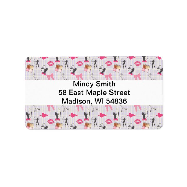 Girls Archery - Girly Hearts and Makeup Adressetikett (Framsidan)