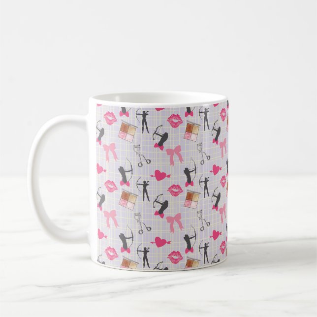 Girls Archery - Girly Hearts and Makeup Kaffemugg (Vänster)