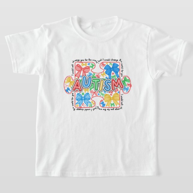 Girls Autism Awareness Puzzle Biet Coquette T Shirt (Laydown)