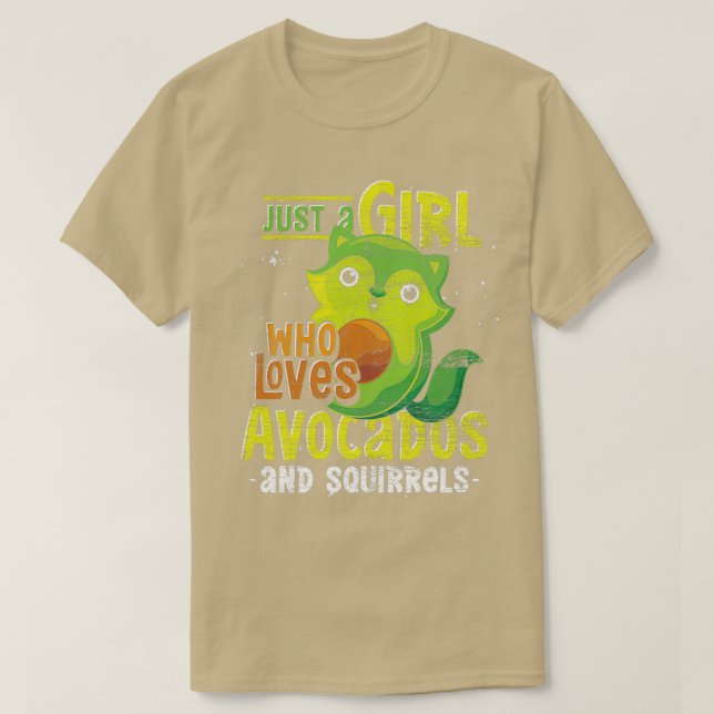 Girls Avocado Älskare Women Forest Animal Squirrel T Shirt (Design framsida)
