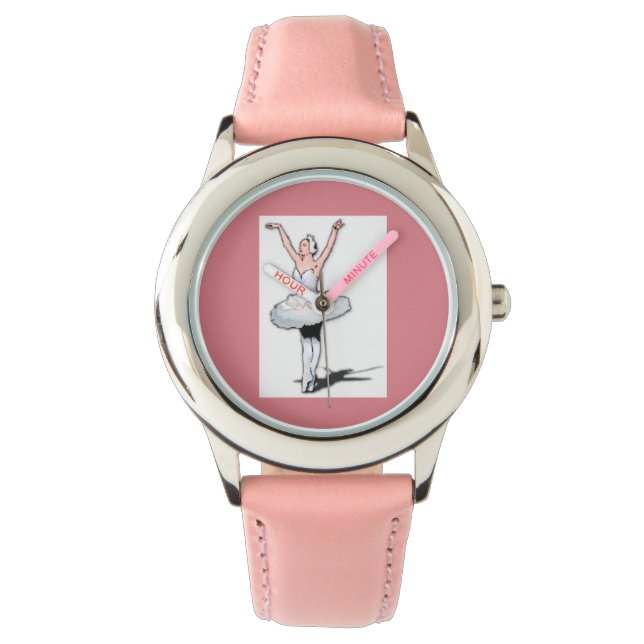 Girls Ballet Rosa Dance Gift Ballerina Kids Watch Armbandsur (Framsida)