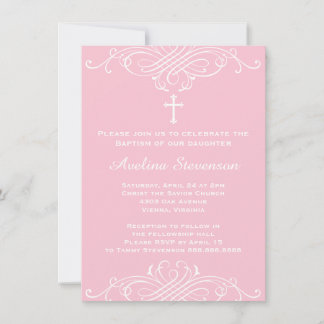 Girls Baptism Christening First Communion Inbjudningar