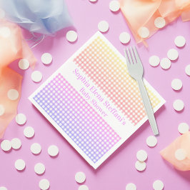 Girls Barns födelsedag Baby Shower Pastel Gingham Pappersservett