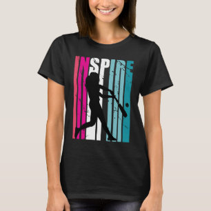Girls Baseball Inspire Coach Softball Retro blue P T Shirt