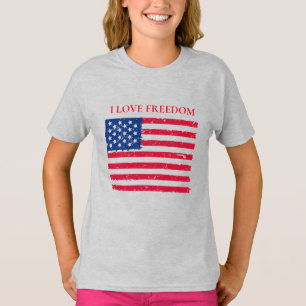 Girls Basic T-Shirt-Patriotic T Shirt
