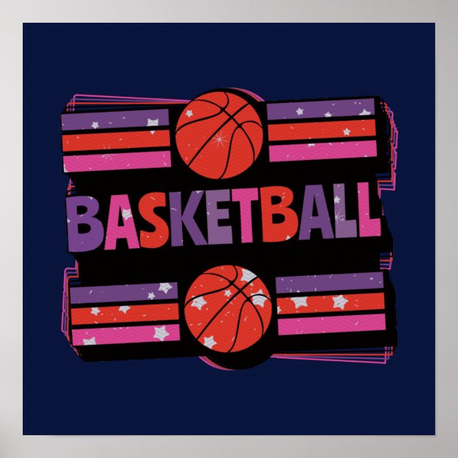 Girls Basketball Geometric Artistic Typography Poster (Framsidan)