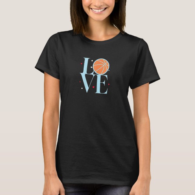 GIRLS BASKETBALL LOVE Sports Hoops Heart T Shirt (Framsida)