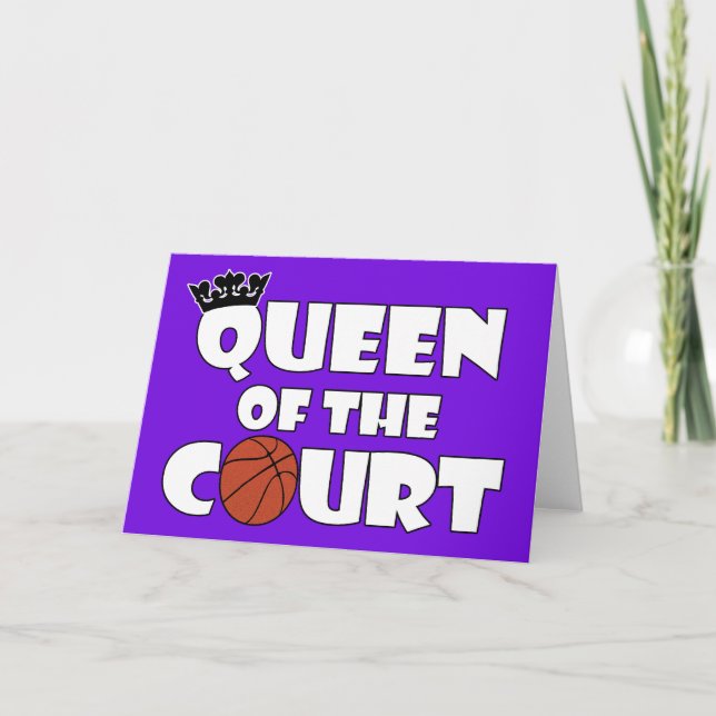 Girls Basketball Queen of the Court Cute Hälsning Tack Kort (Framsida)