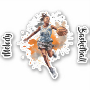 Girls Basketball Watercolor-Personlig Klistermärken
