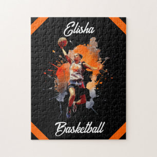 Girls Basketball Watercolor-Personlig Pussel
