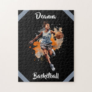 Girls Basketball Watercolor-Personlig Pussel