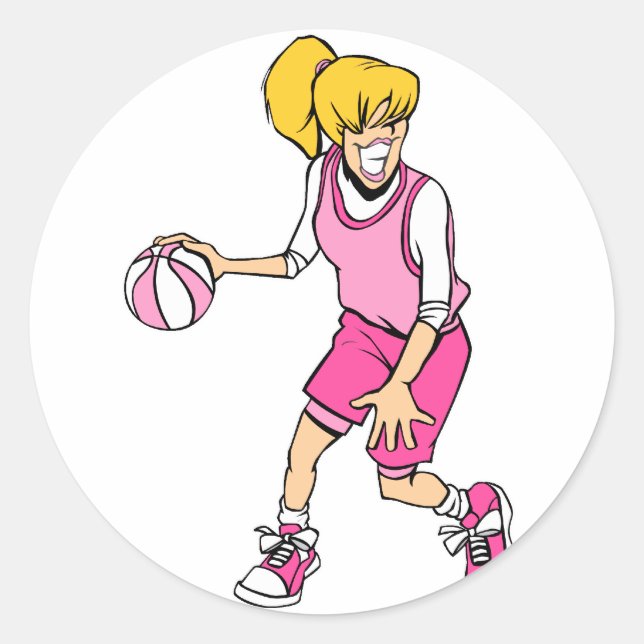 Girls basketbollspelare runt klistermärke (Framsida)