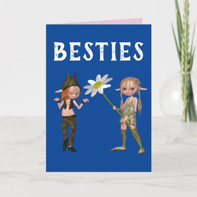 GIRLS BÄSTA VÄNNER FÅGDAGSBÄTESTER BFF-KORT KORT (Framsida)