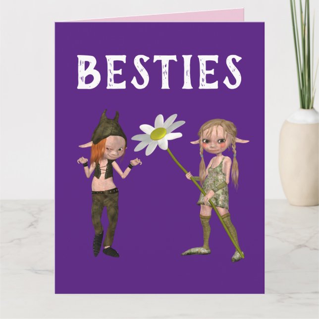 GIRLS BÄSTA VÄNNER FÅGDAGSBÄTESTER BFF-KORT KORT (Framsida)