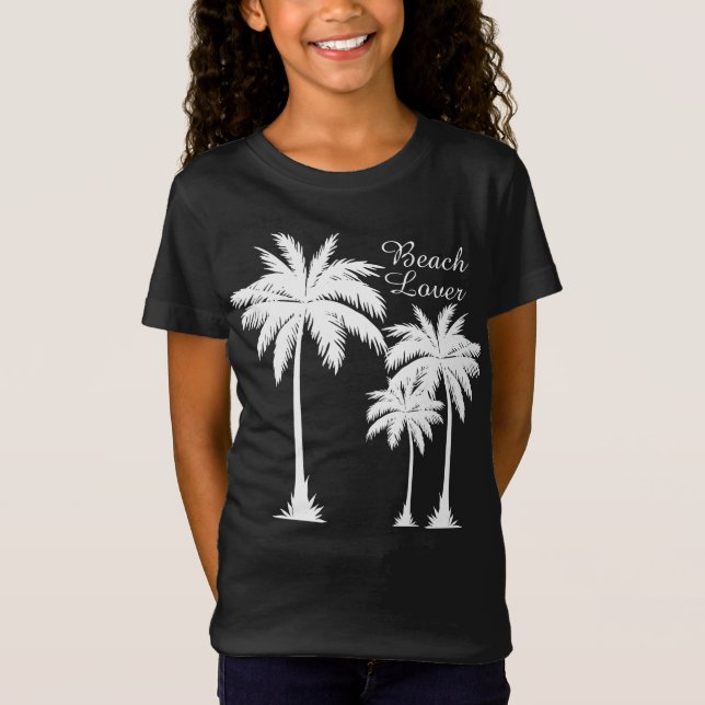 Girls Beach Älskare Tropical T Shirt (Framsida)
