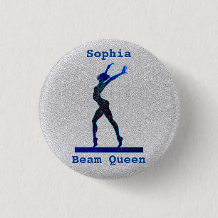 Girls Beam Queen Anpassningsbar Gymnastics Pin But Knapp