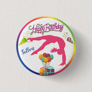 Girls Birthday Gymnastics HandSpring Rainbow Trim Knapp