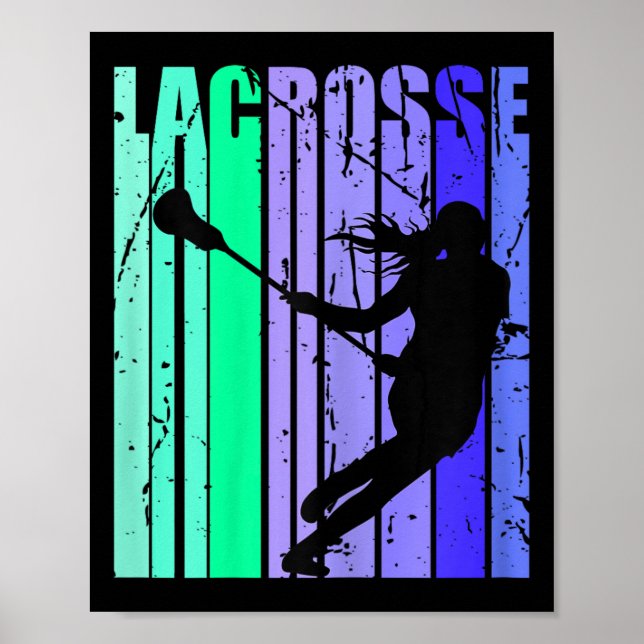 Girls Birthday Lacrosse Retro Sticks Lacrosse Desi Poster (Framsidan)