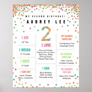 Girls Birthday Mint Teal Rosa Andra födelsedag Poster
