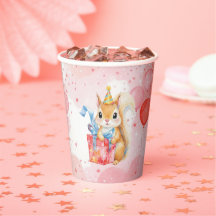 Girl's Birthday Squirrel themed Pink and Red