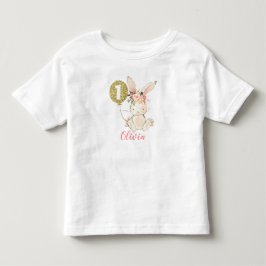 Girls Blommigt Bunny First Birthday T-Shirt