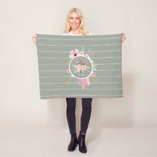 Girls Blommigt Kor Bautizo Baptism Rosa Flowers Fleecefilt