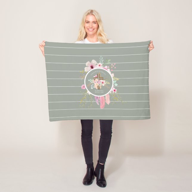 Girls Blommigt Kor Bautizo Baptism Rosa Flowers Fleecefilt (På plats)