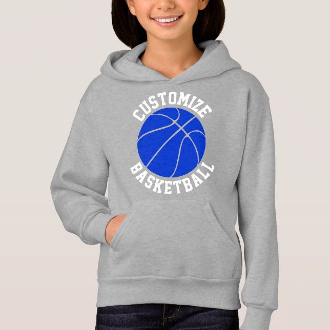 Girls Blue Basketball Anpassningsbar Team Namn och T-shirt (Framsida)
