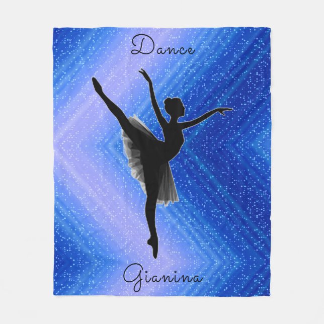 Girls Blue Dazzle Ballerina Dance Fleecefilt (Framsidan)