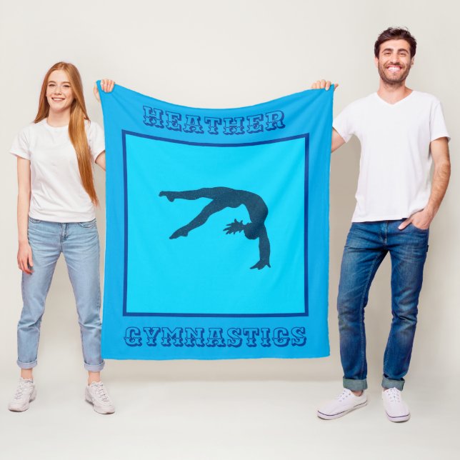 Girls Blue Gymnastics HandSpring Fleece Blanket (På plats)
