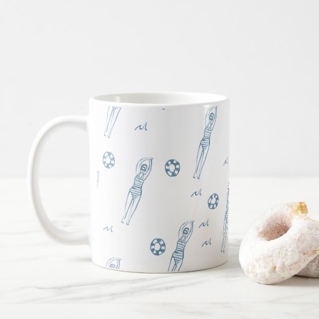 Girls Blue Mönster Kaffemugg (Med munk)
