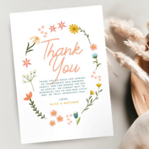 Girls Boho Wildbloms Tack Baby Shower Kort