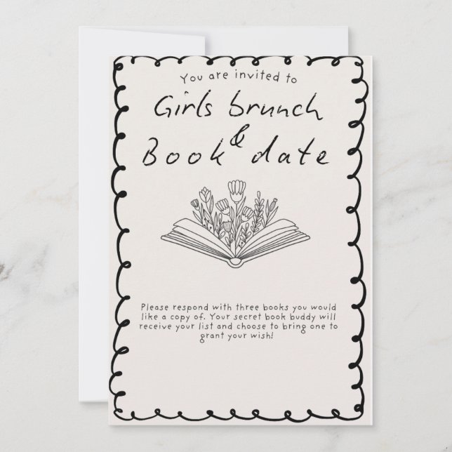 Girls Book Date invite Inbjudningar (Framsida)
