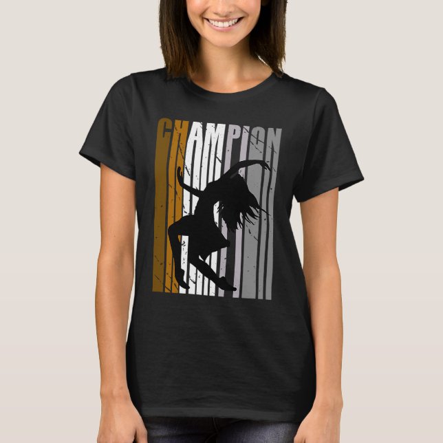 Girls Brown Dance Champion Birthday Dancer T Shirt (Framsida)