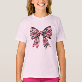 Girls Camouflage Pink Coquette Bow Old Camo Kids T Shirt