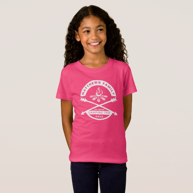 Girls Camping Resa Reunion Shirt | Vitdesign T Shirt (Hel framsida)