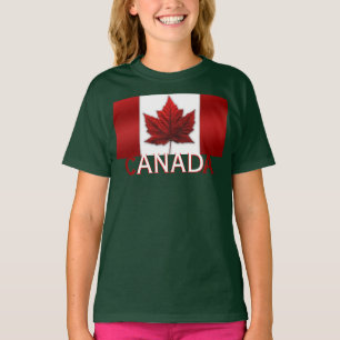 Girl's Canada Flagga T-Shirt Barn Organic Canada T