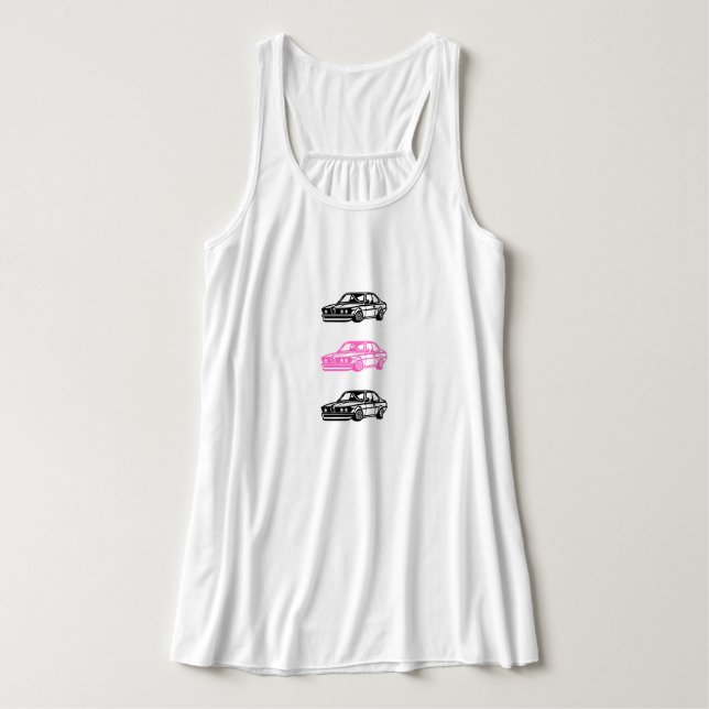 Girls Car T‑Shirt Linne Med Racerback (Design framsida)