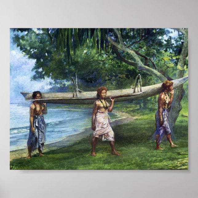 'Girls Carriage a Canoe' - John LaFarge Print Poster (Framsidan)