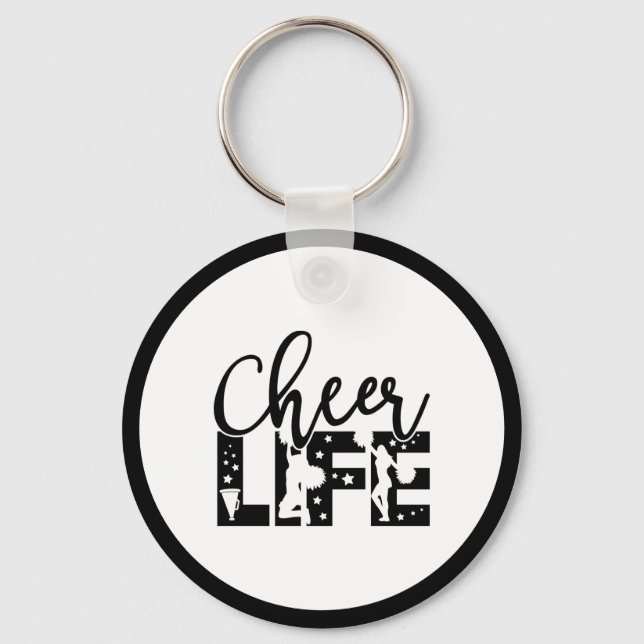 Girls Cheer Life Typography Quote Cheerledande Rol Nyckelring (Framsida)