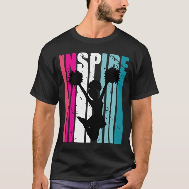 Girls Cheerlead Inspire Coach Cheerledare Retro T Shirt (Framsida)