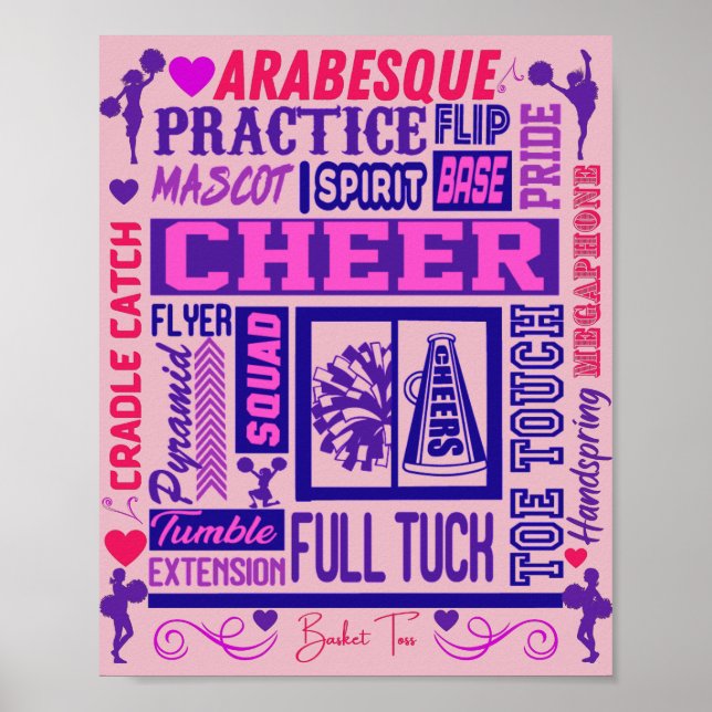 Girls Cheerlead Lila Typography Poster (Framsidan)