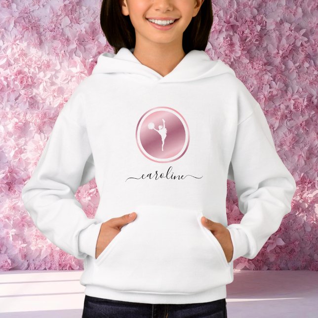 Girls Cheerlead Rosa ros Guld Cheer Theme Namn T Shirt (Skapare uppladdad)