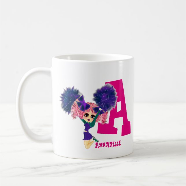Girls CHEERLEADER-Personlig med namnet Monogram Kaffemugg (Vänster)
