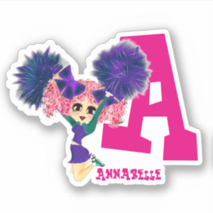 Girls CHEERLEADER-Personlig med namnet Monogram Klistermärken