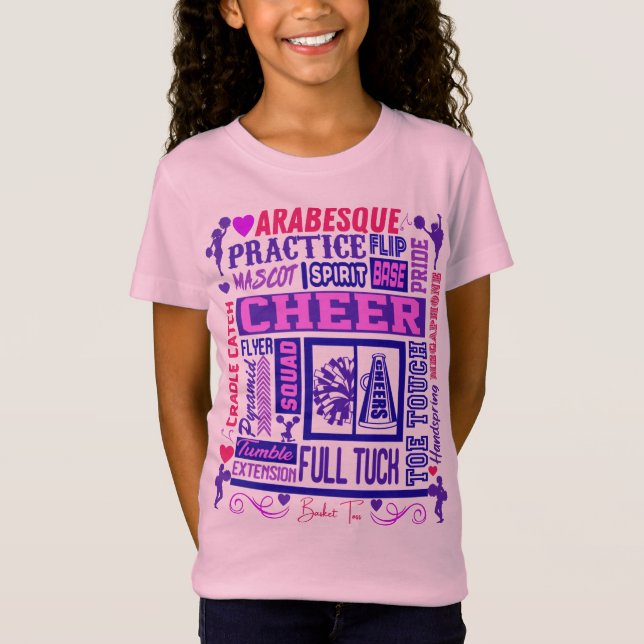 Girls Cheerledande Lila Typography T-Shirt (Framsida)