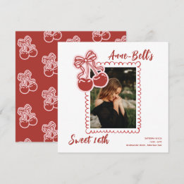 Girls Cherry Sweet 16th Birthday Invitation Inbjudningar