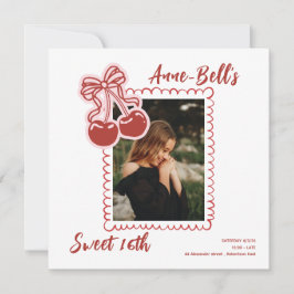 Girls Cherry Sweet 16th Birthday Invitation Inbjudningar